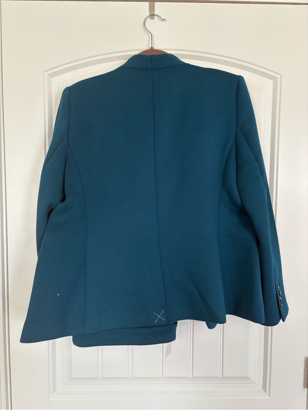 Ann Taylor Teal Open Collar Single-Button Blazer with Matching Pants - Picture 3 of 6